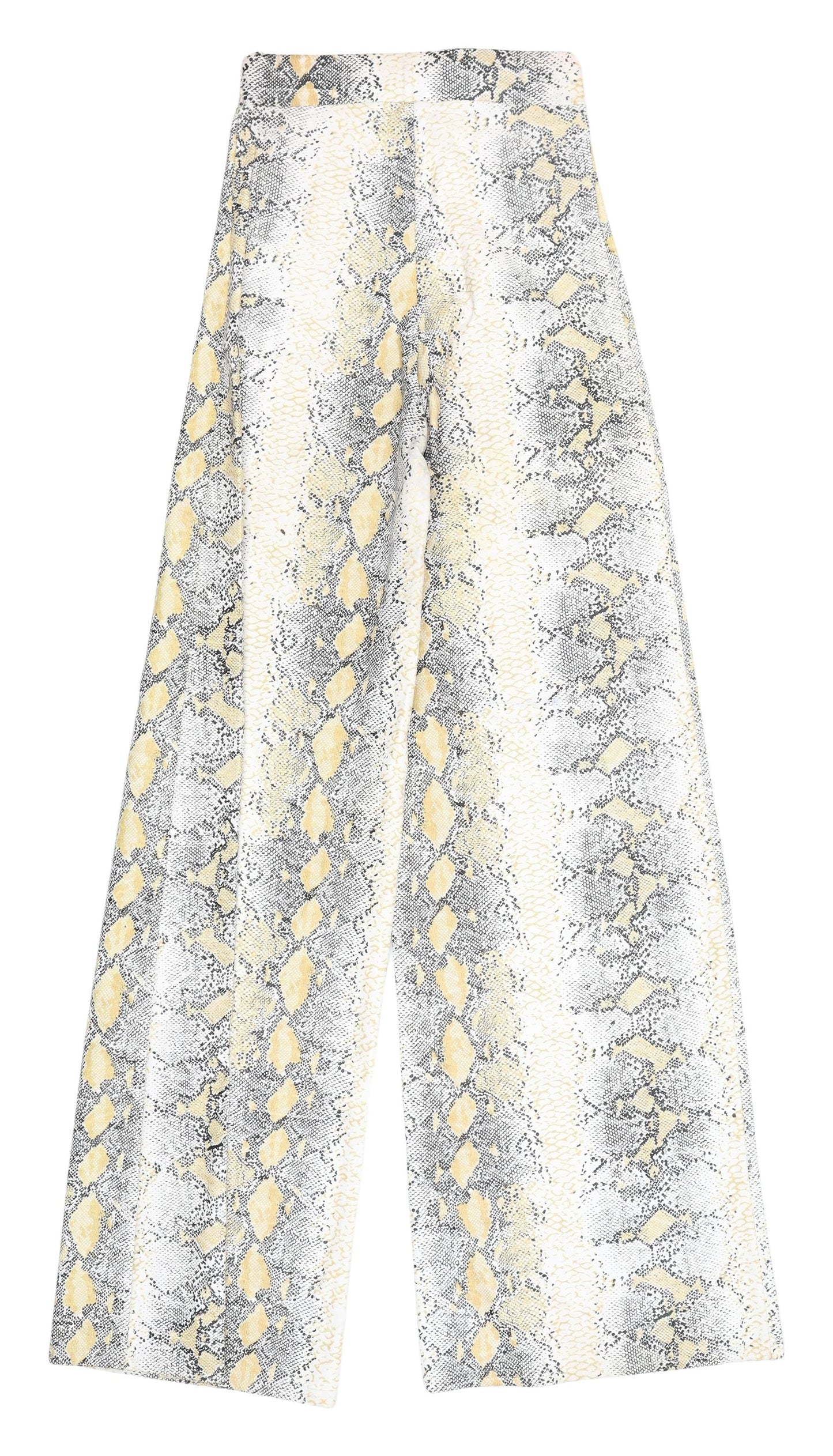 PrettyLittleThing Women's Yellow Snake Print Trousers