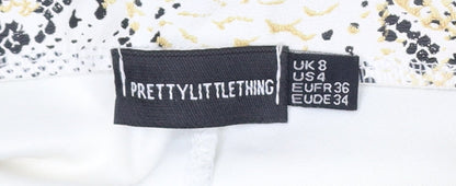 PRETTYLITTLETHING Women's Yellow Snake Print Trousers