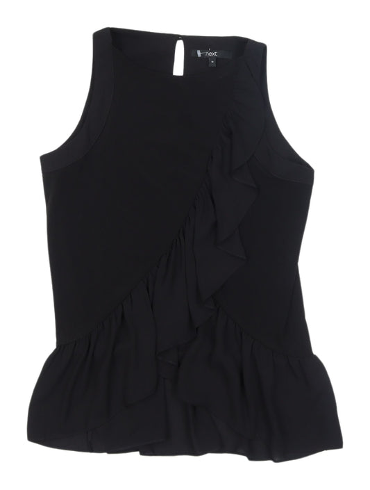 Next Women's Black Ruffle Blouse UK 10 Sleeveless