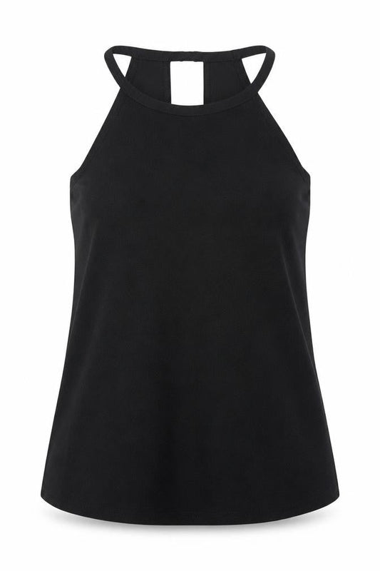 Boohoo Women's Black Tank Top UK 6 High Neck Sleeveless