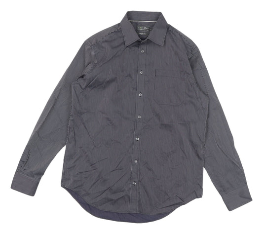 Marks and Spencer Men's Grey Striped Shirt 16