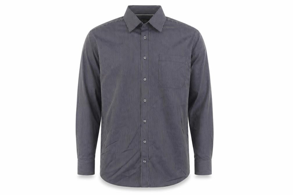 Marks & Spencer Men's Grey Striped Shirt 16