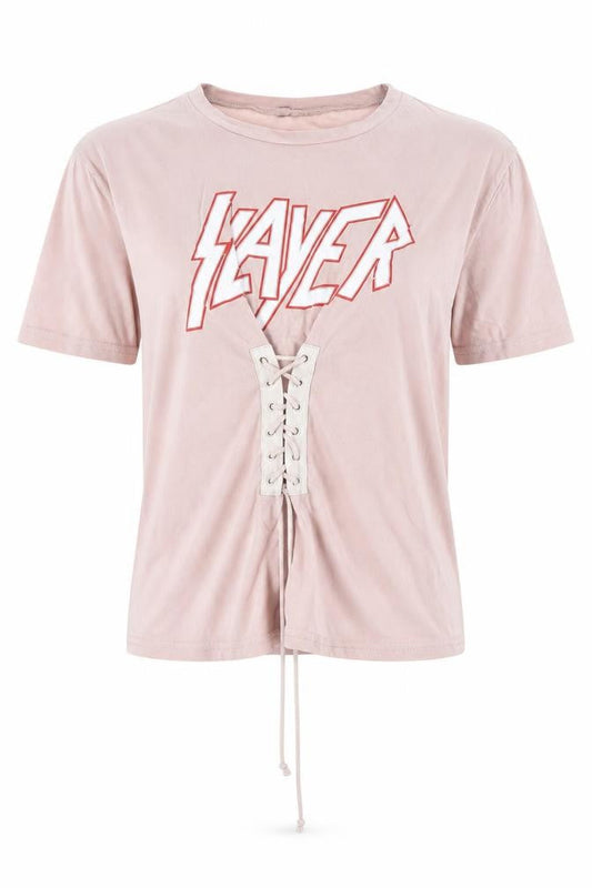 Eight Paris Women's Pink Cropped Rock T-Shirt S