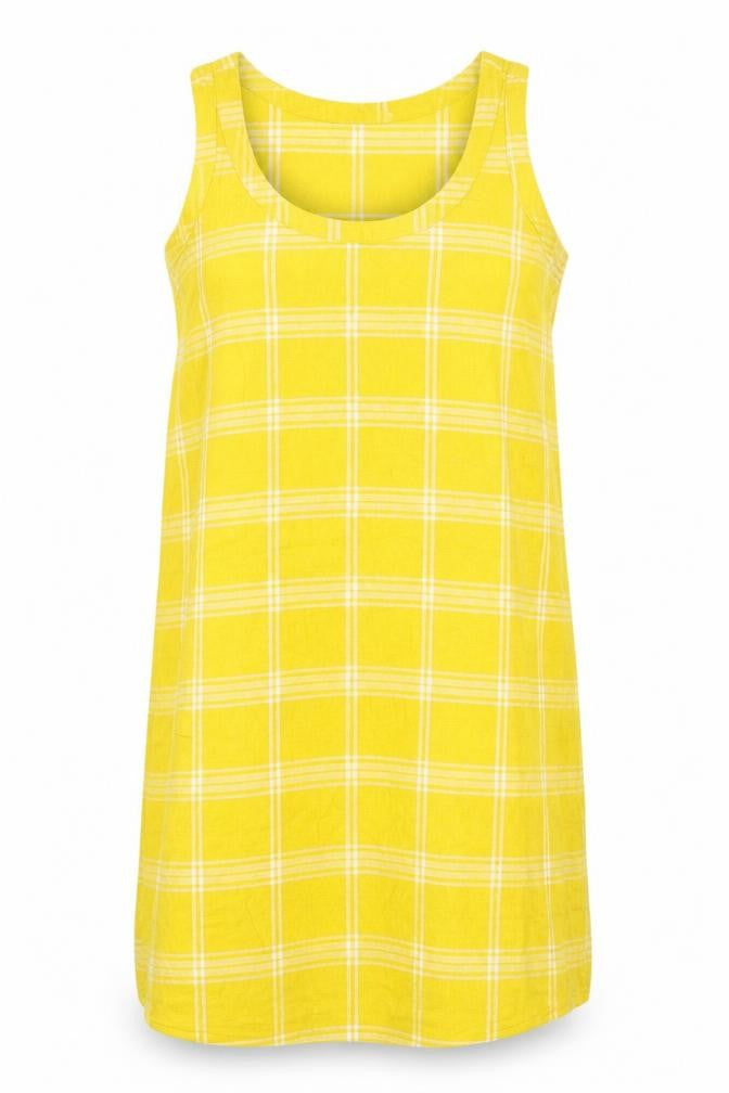 Marks & Spencer Yellow Check Womens Shift Dress Size 8