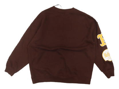 H&M Womens Brown Graphic Sweatshirt, Cotton Polyester Size 8,