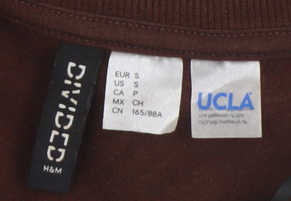 H&M Womens Brown Graphic Sweatshirt, Cotton Polyester Size 8,