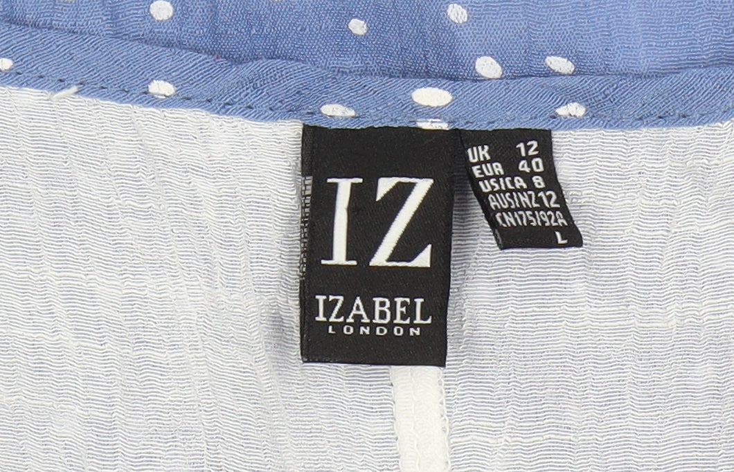 Izabel London Blue Polka Dot Blouse, Size 12, Sleeveless