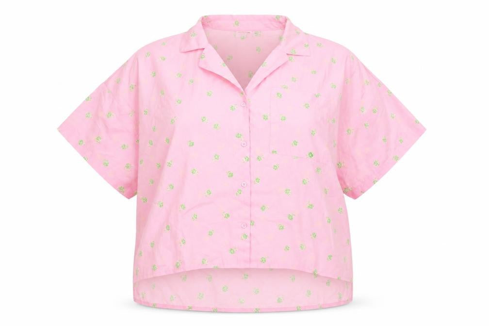 Noisy May Women's Pink Floral Button-Up Blouse M