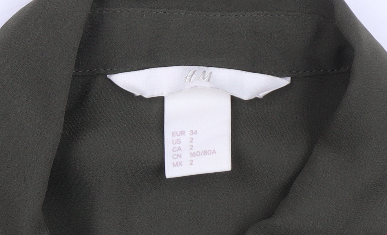 H&M Women’s Green Button-Up Shirt Size 6, Polyester