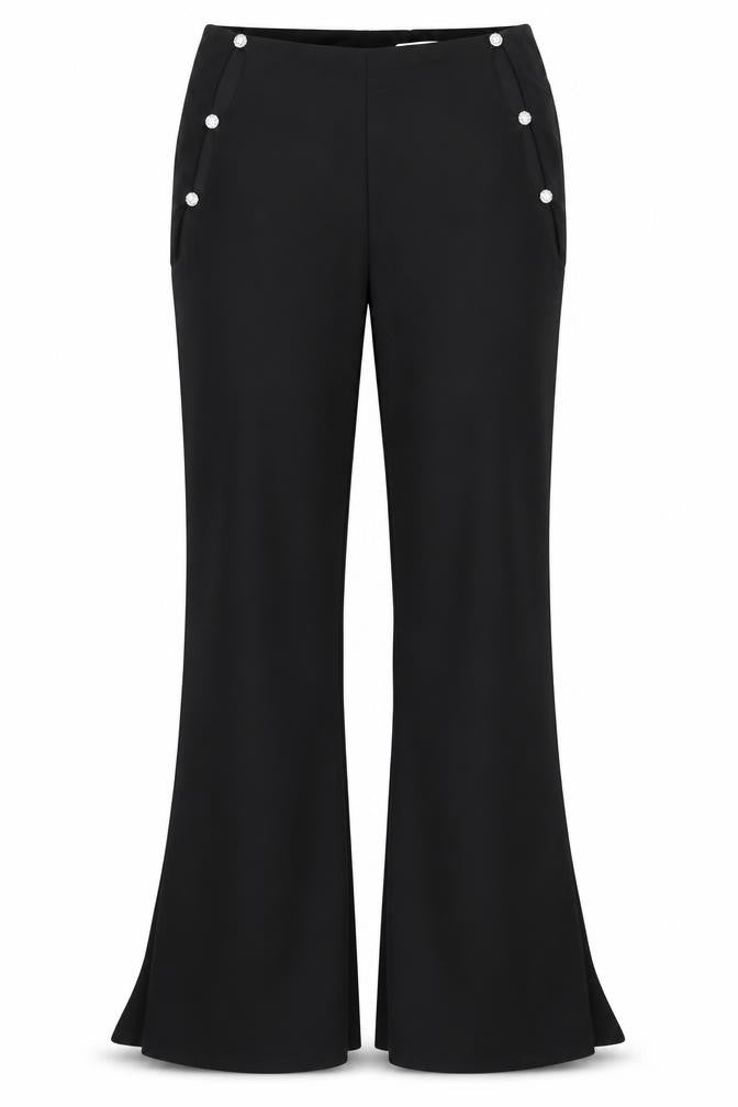 Oh Polly Women's Black Flared Trousers, UK 14