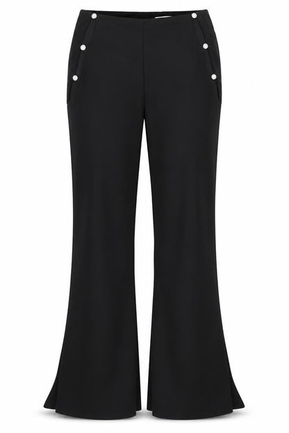 Oh Polly Women's Black Flared Trousers, UK 14