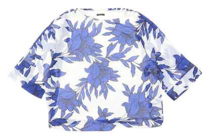 Additional front view of Roman Women's Floral Blue Tunic Blouse, size 14