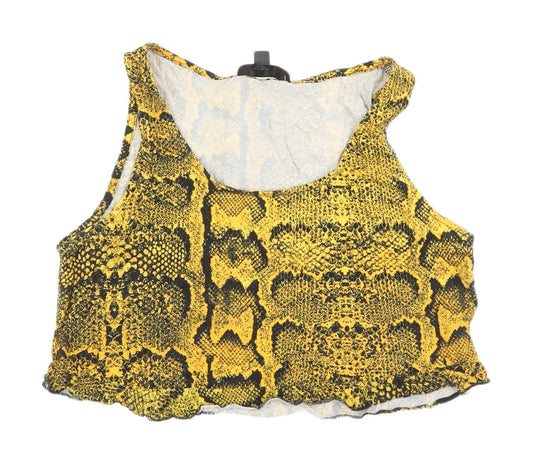 Missguided Women's Yellow Snake Print Crop Tank