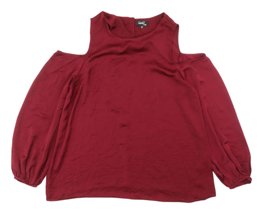 Wallis Women's Red Cold Shoulder Blouse Size 16