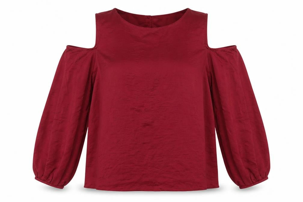 Wallis Women's Red Cold Shoulder Blouse Size 16