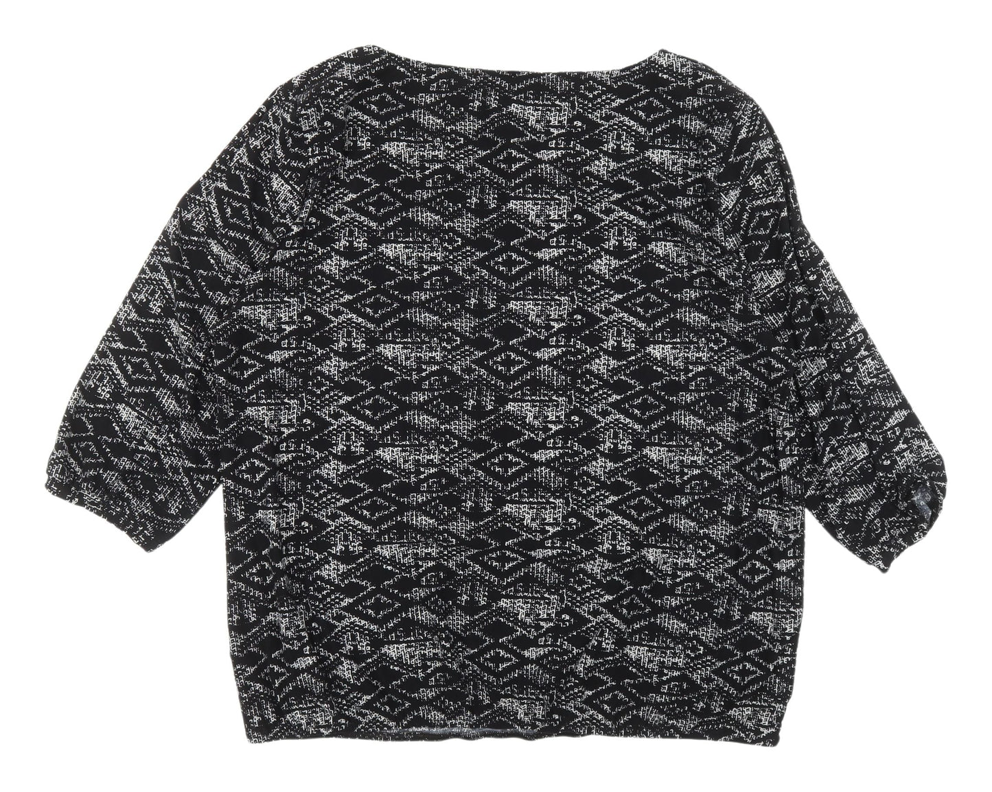 Pebble Bay Women's Black Geometric Top 3/4 Sleeve Size 20