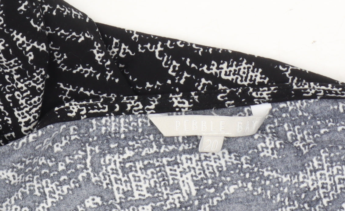 Pebble Bay Women's Black Geometric Top 3/4 Sleeve Size 20