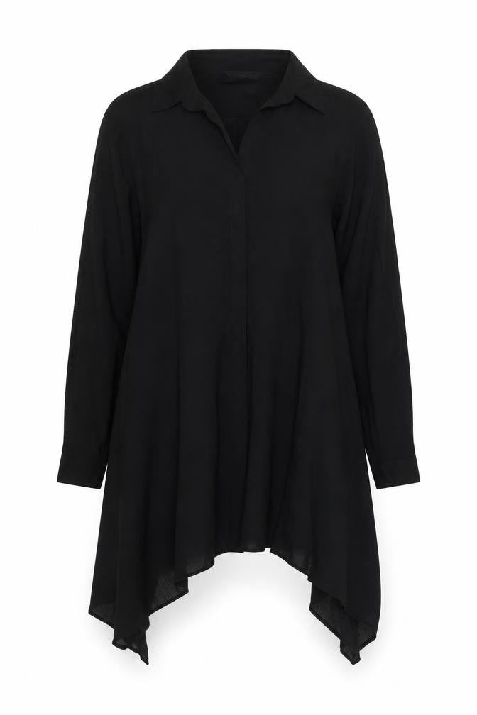 Emrey Women's Black Collared Long Sleeve Top M