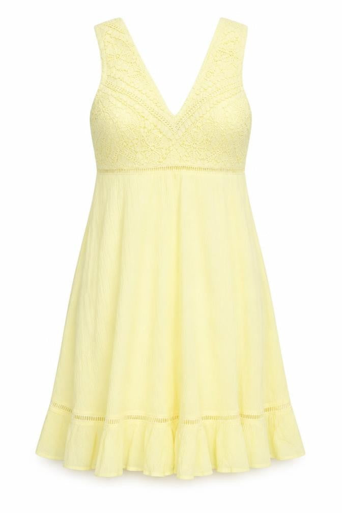 River Island Yellow A-Line Mini Dress, Size 8
