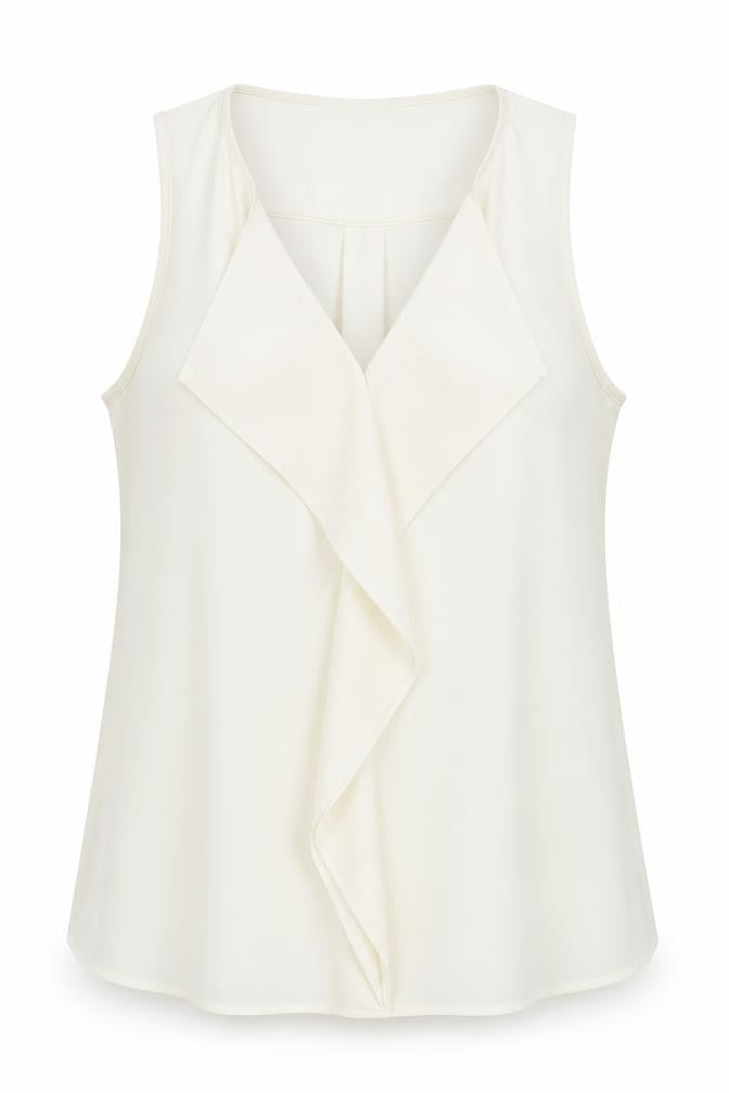 Marks & Spencer Women Ivory Blouse, Size 12, V-Neck Basic