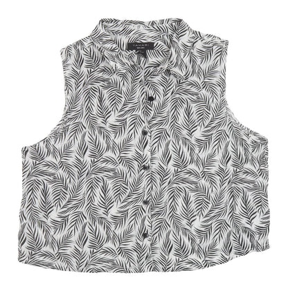 Tahari Women's Black XL Geometric Linen Blouse