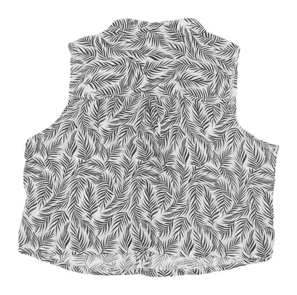 Tahari Women's Black XL Geometric Linen Blouse
