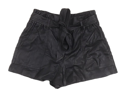 Zara Women's Black Belted Bermuda Shorts, Size S