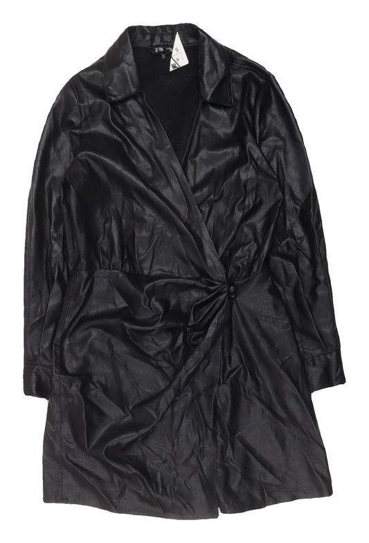 Zara Women's Black Collared Jacket Dress S