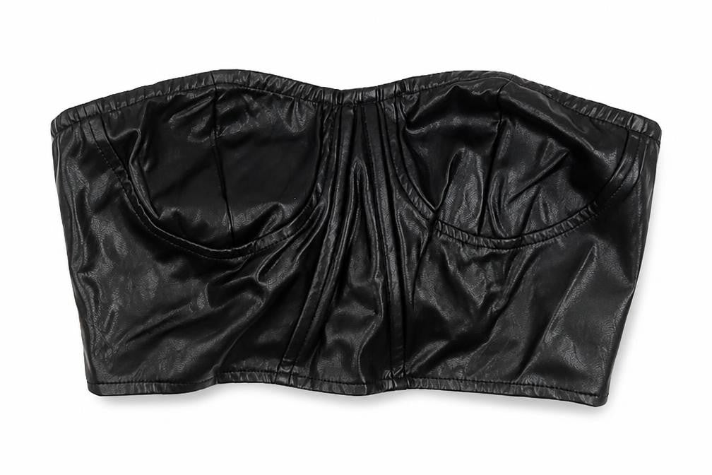 PrettyLittleThing Black Cropped Strapless Top for Women