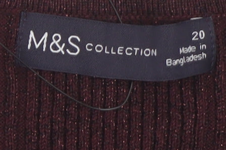 Marks and Spencer Women's Brown V-Neck Pullover