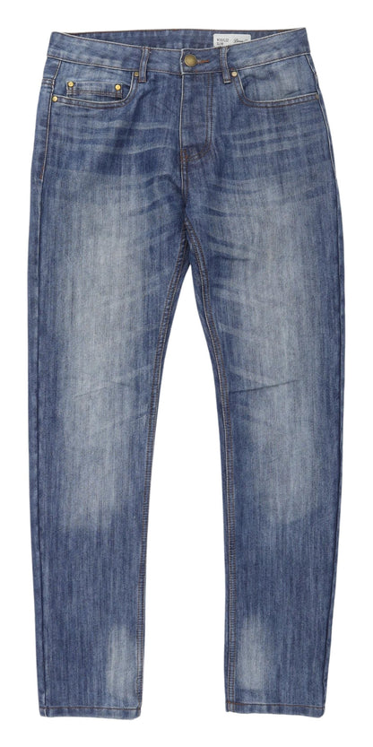 Additional front view of Denim Co. Men's Blue Slim Fit Straight Jeans