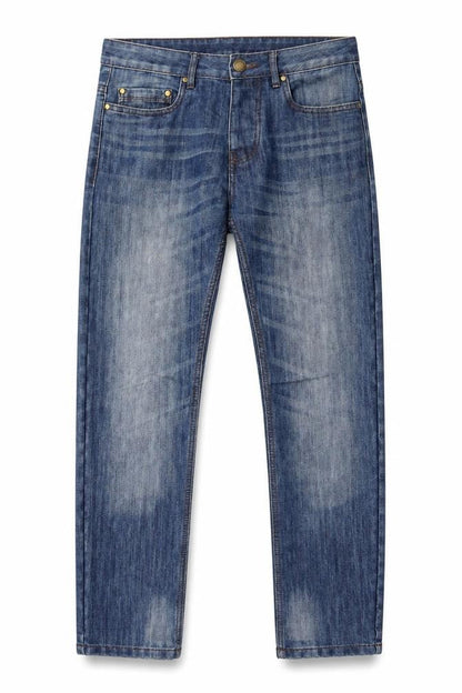 Front view of Denim Co. Men's Blue Slim Fit Straight Jeans