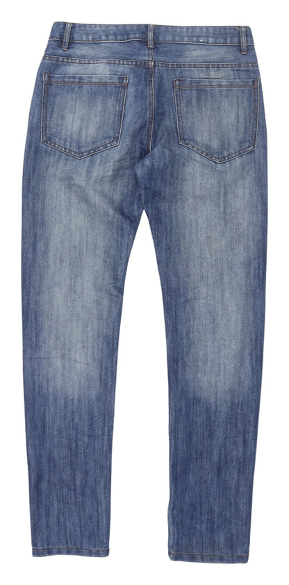 Back view of Denim Co. Men's Blue Slim Fit Straight Jeans