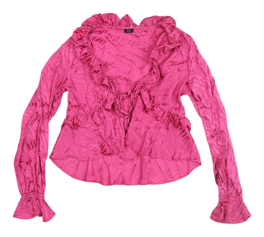 River Island Pink Animal Print Cropped Blouse - Size 10