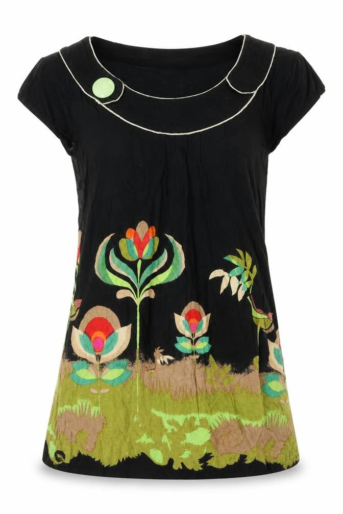 Mela Loves London Women's Black Floral Top M