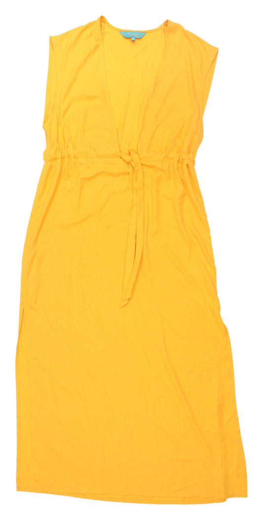 Azure Debenhams Yellow Wrap Midi Dress, Size 6, Women