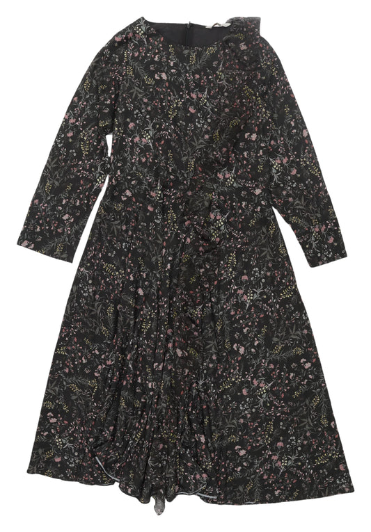 Modern Rarity Women's Black Floral Wrap Dress Size 8