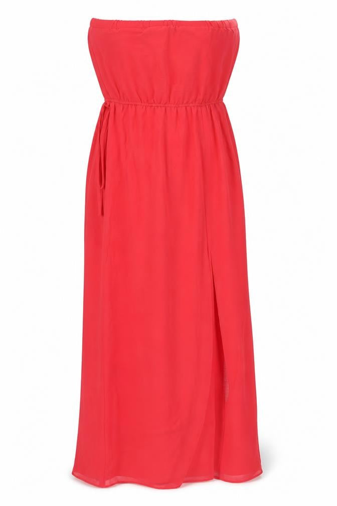 Miss Selfridge Red Strapless Maxi Dress - Size 10