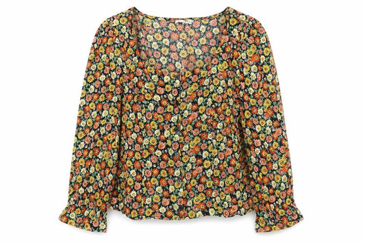 Warehouse Women's Multicoloured Floral Blouse Size 12