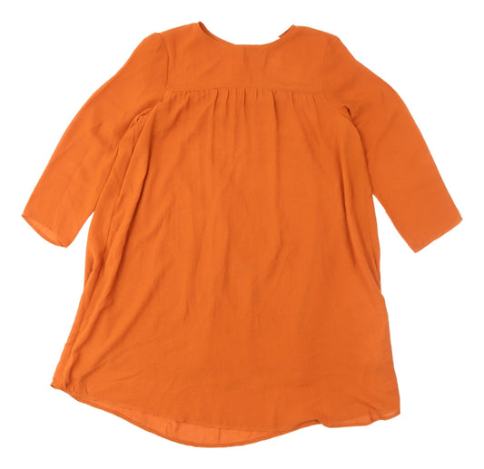 H&M Women's Orange Shift Dress, Size 6, Knee Length