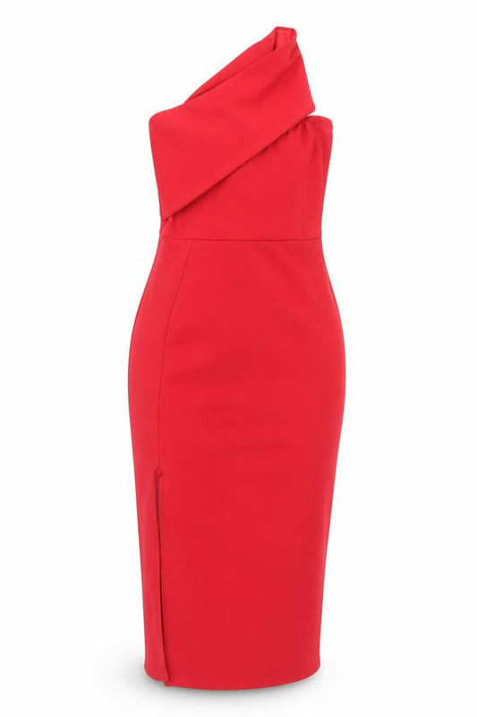 Front view of Missguided Women's Red Bodycon Knee Length Dress