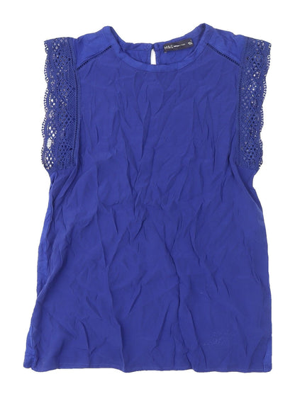 Marks & Spencer Women's Blue Lace Sleeve Top Size 8