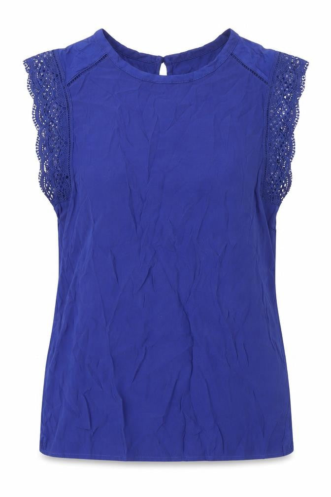 Marks & Spencer Women's Blue Lace Sleeve Top Size 8