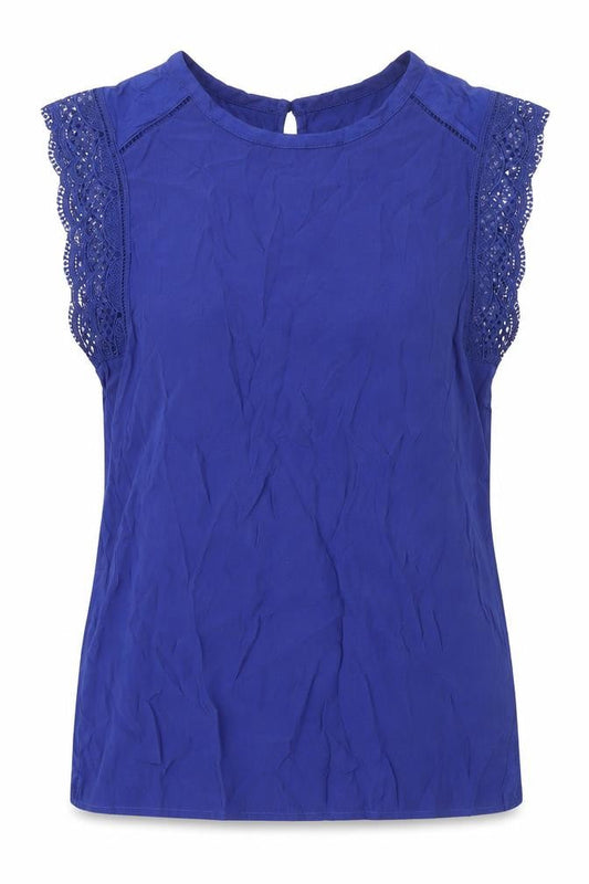 Marks and Spencer Women's Blue Lace Sleeve Top Size 8