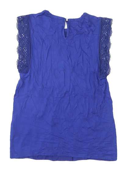 Marks & Spencer Women's Blue Lace Sleeve Top Size 8
