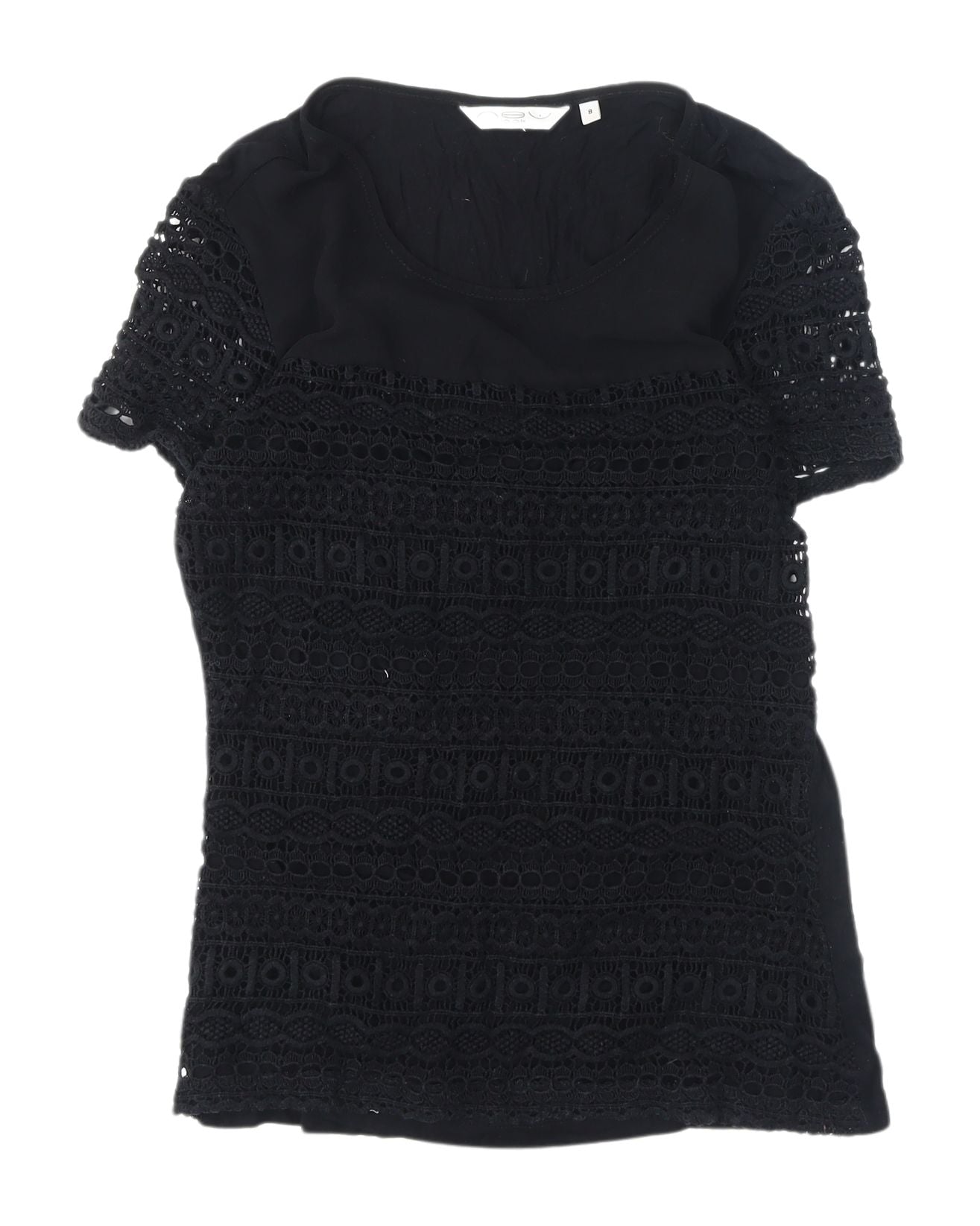 New Look Women's Black Lace Crochet Blouse Size 8
