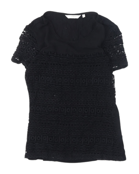 New Look Women's Black Lace Crochet Blouse Size 8