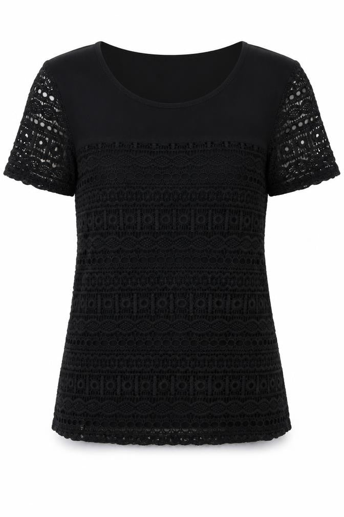 New Look Women's Black Lace Crochet Blouse Size 8