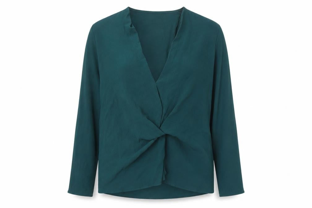 Topshop Women's Green Wrap Blouse Size 10