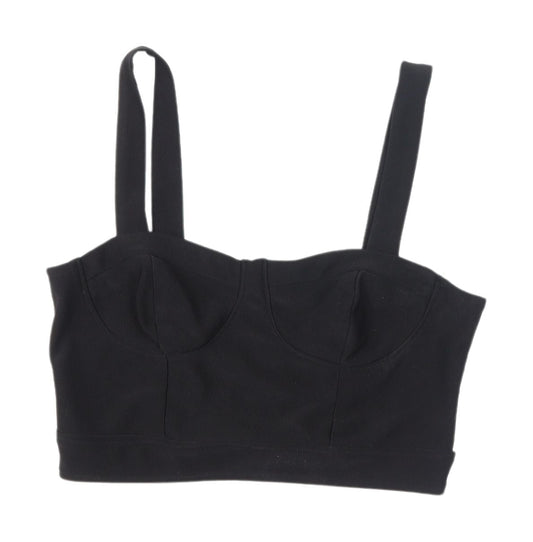 Forever 21 Women's Black Cropped Tank Top, Size L, Zip Detail